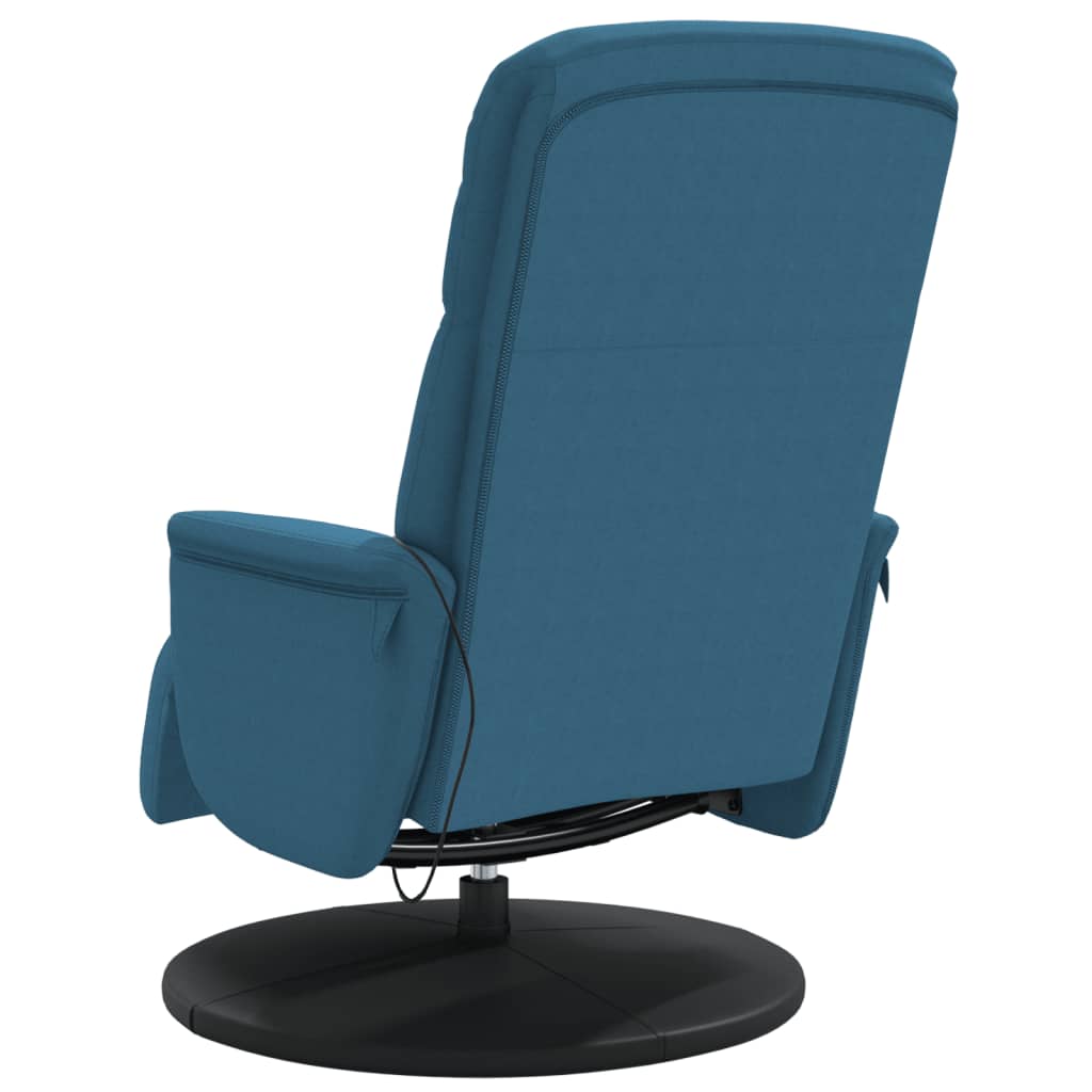 Fauteuil inclinable de massage avec repose-pied bleu velours - XIOS