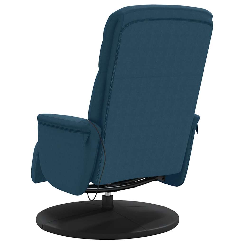 Fauteuil inclinable de massage avec repose-pied bleu velours
