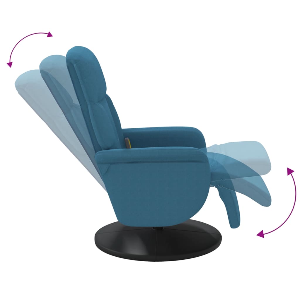 Fauteuil inclinable de massage avec repose-pied bleu velours - XIOS