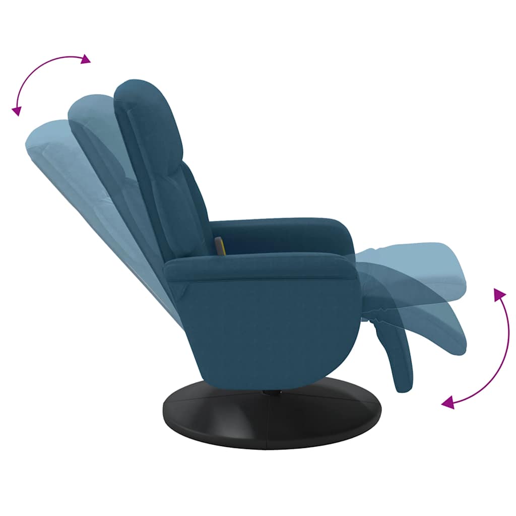 Fauteuil inclinable de massage avec repose-pied bleu velours