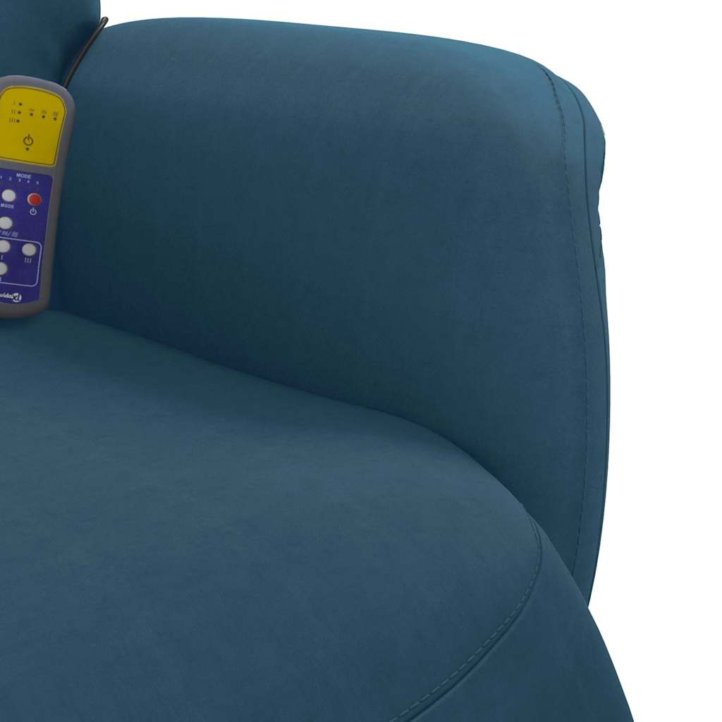 Fauteuil inclinable de massage avec repose-pied bleu velours