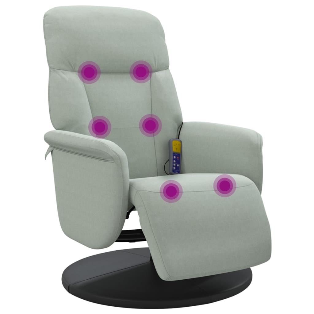 Fauteuil inclinable de massage repose-pied gris clair velours - XIOS