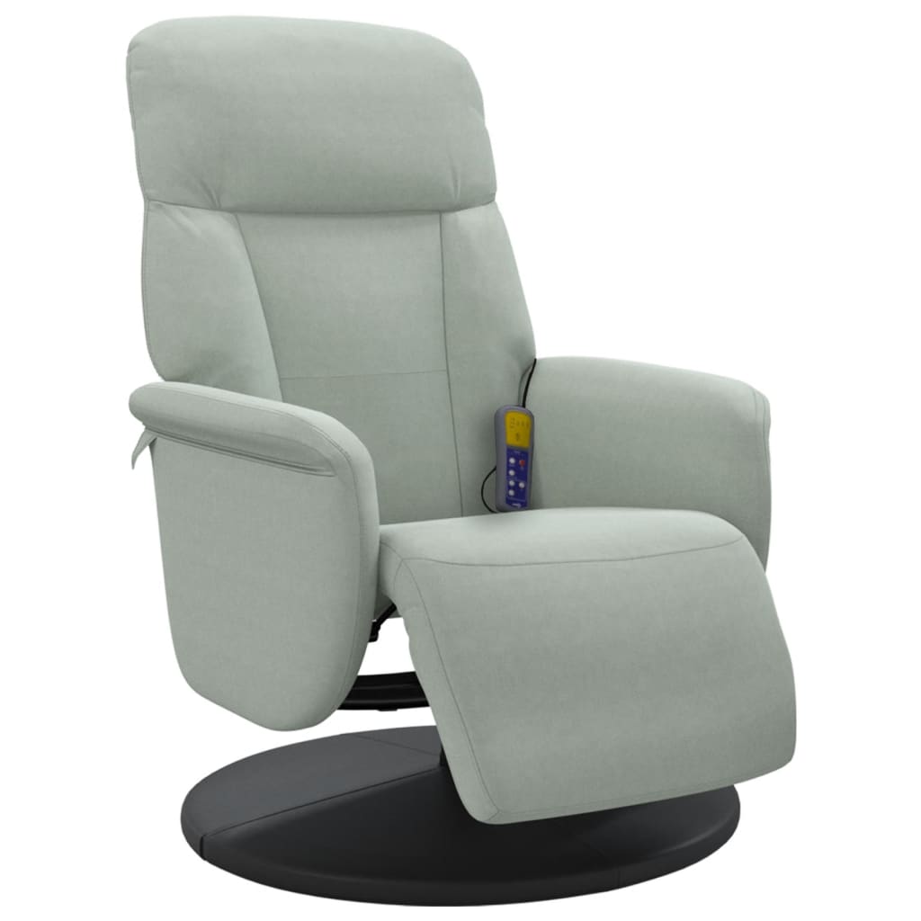 Fauteuil inclinable de massage repose-pied gris clair velours - XIOS