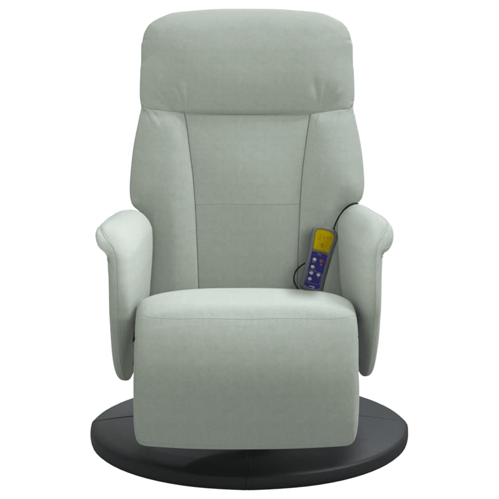 Fauteuil inclinable de massage repose-pied gris clair velours - XIOS