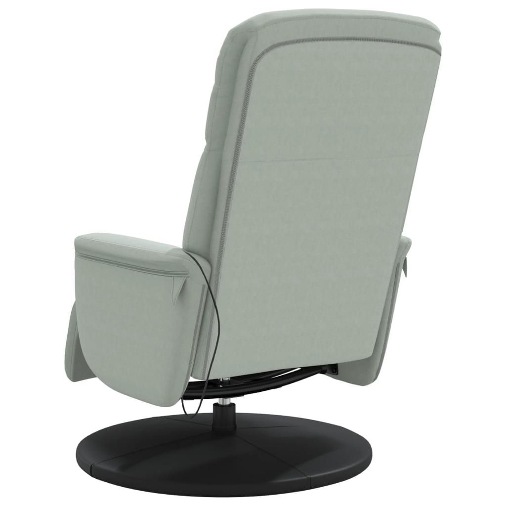 Fauteuil inclinable de massage repose-pied gris clair velours - XIOS