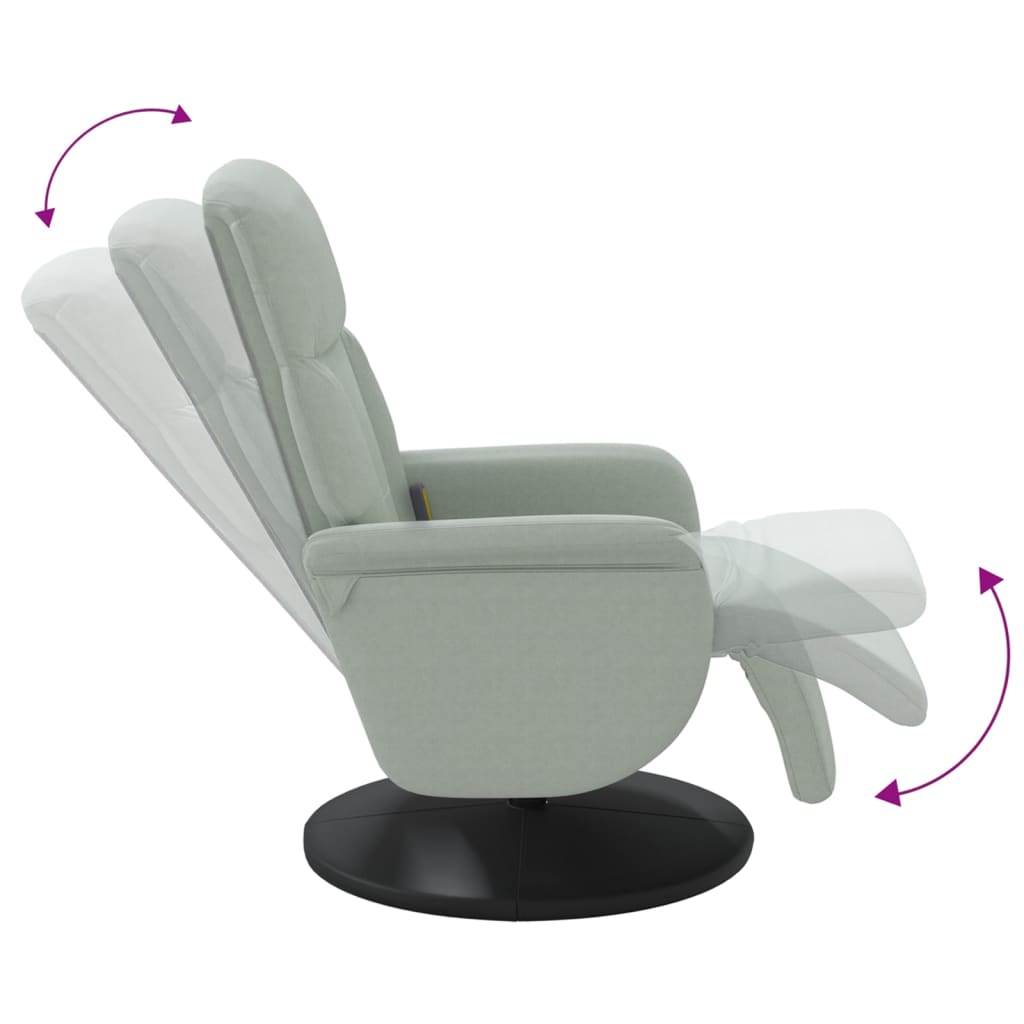 Fauteuil inclinable de massage repose-pied gris clair velours - XIOS