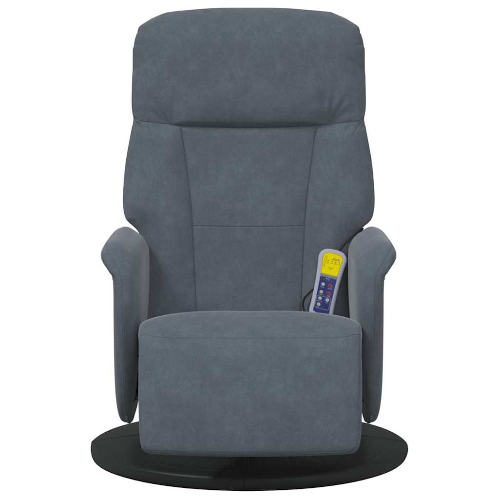 Fauteuil inclinable de massage repose-pied gris foncé velours - XIOS