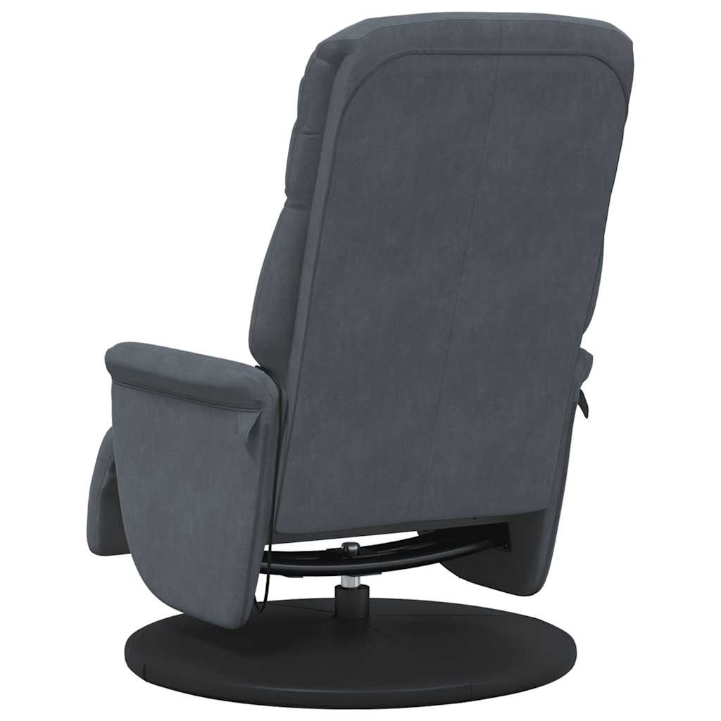 Fauteuil inclinable de massage repose-pied gris foncé velours - XIOS