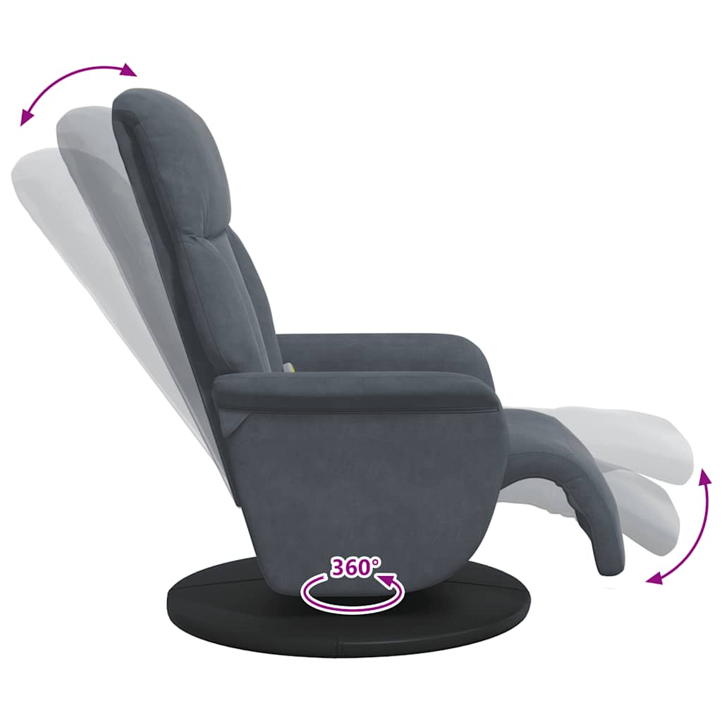 Fauteuil inclinable de massage repose-pied gris foncé velours - XIOS