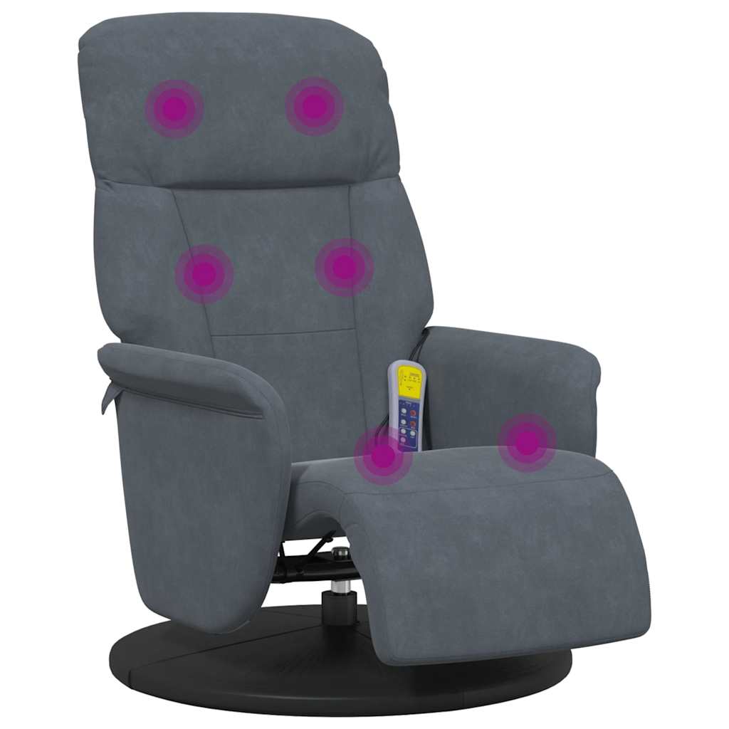 Fauteuil inclinable de massage repose-pied gris foncé velours - XIOS