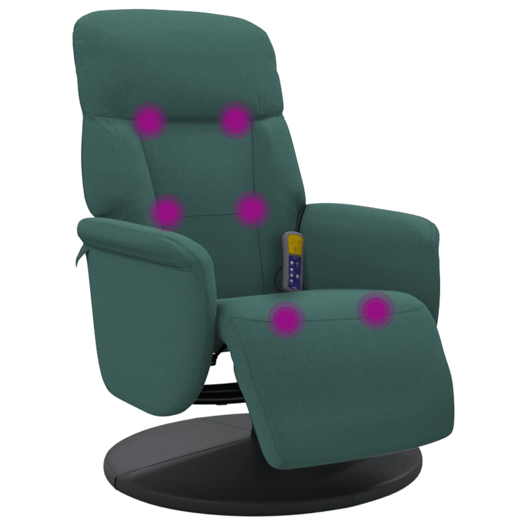 Fauteuil inclinable de massage repose-pied vert foncé velours - XIOS