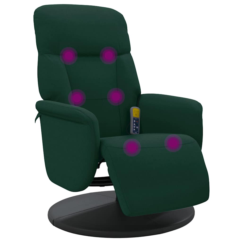Fauteuil inclinable de massage repose-pied vert foncé velours - XIOS