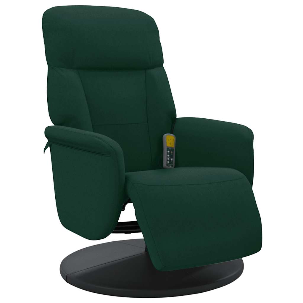 Fauteuil inclinable de massage repose-pied vert foncé velours - XIOS