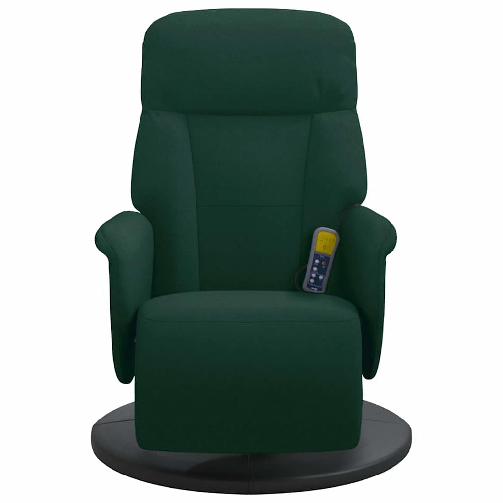 Fauteuil inclinable de massage repose-pied vert foncé velours - XIOS