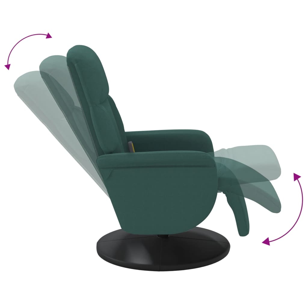 Fauteuil inclinable de massage repose-pied vert foncé velours - XIOS