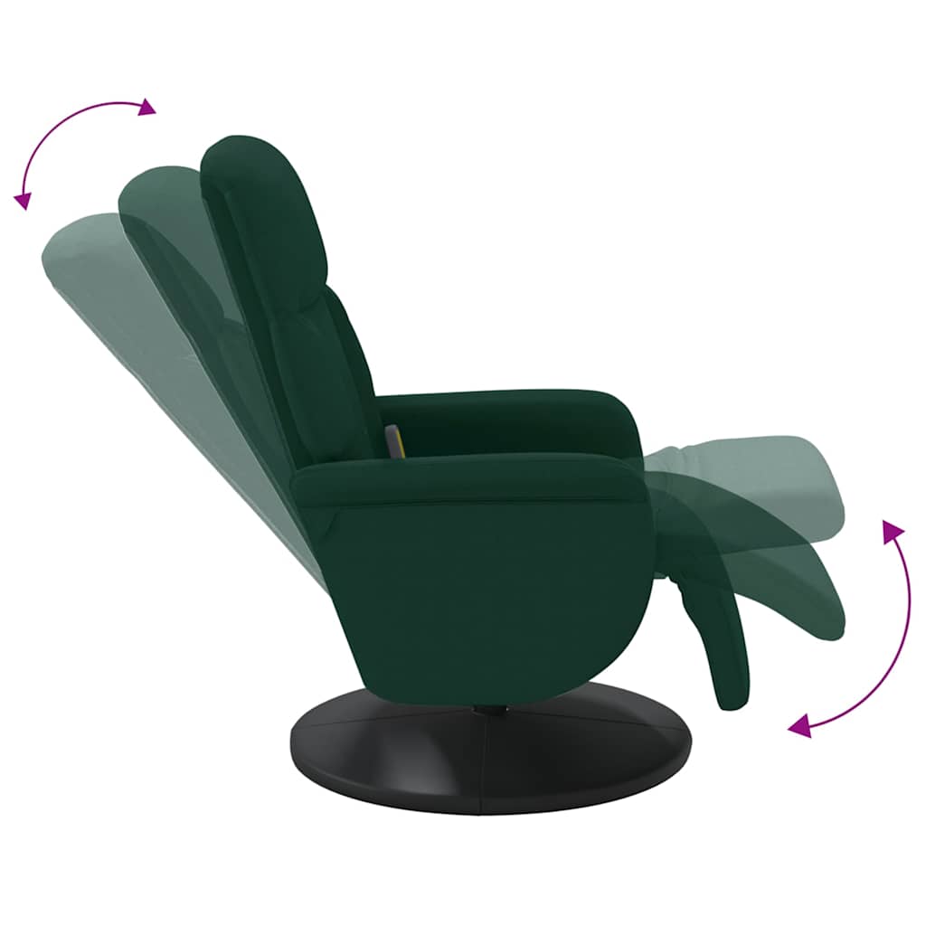 Fauteuil inclinable de massage repose-pied vert foncé velours - XIOS