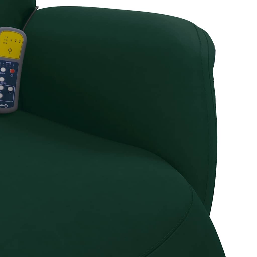 Fauteuil inclinable de massage repose-pied vert foncé velours - XIOS