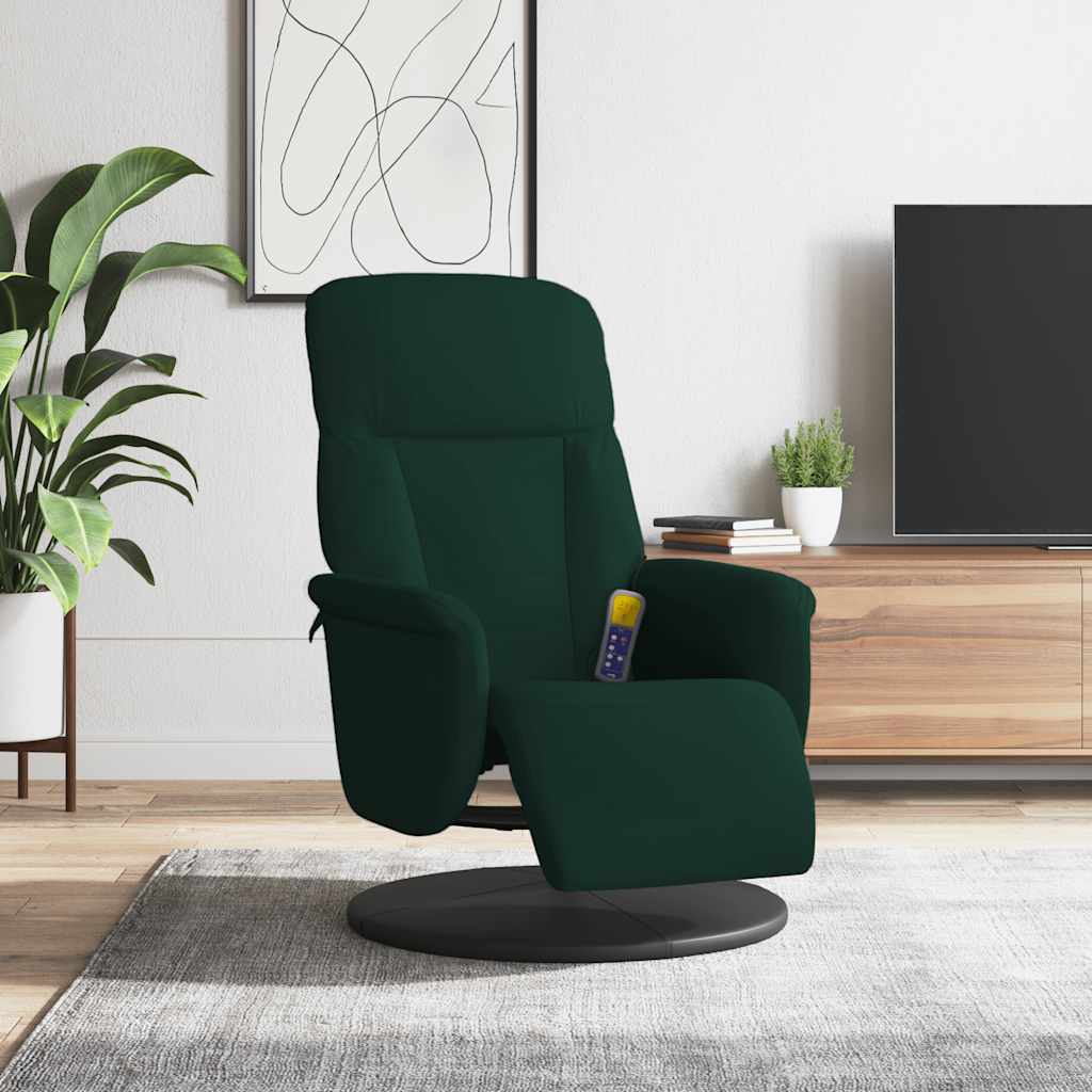 Fauteuil inclinable de massage repose-pied vert foncé velours - XIOS