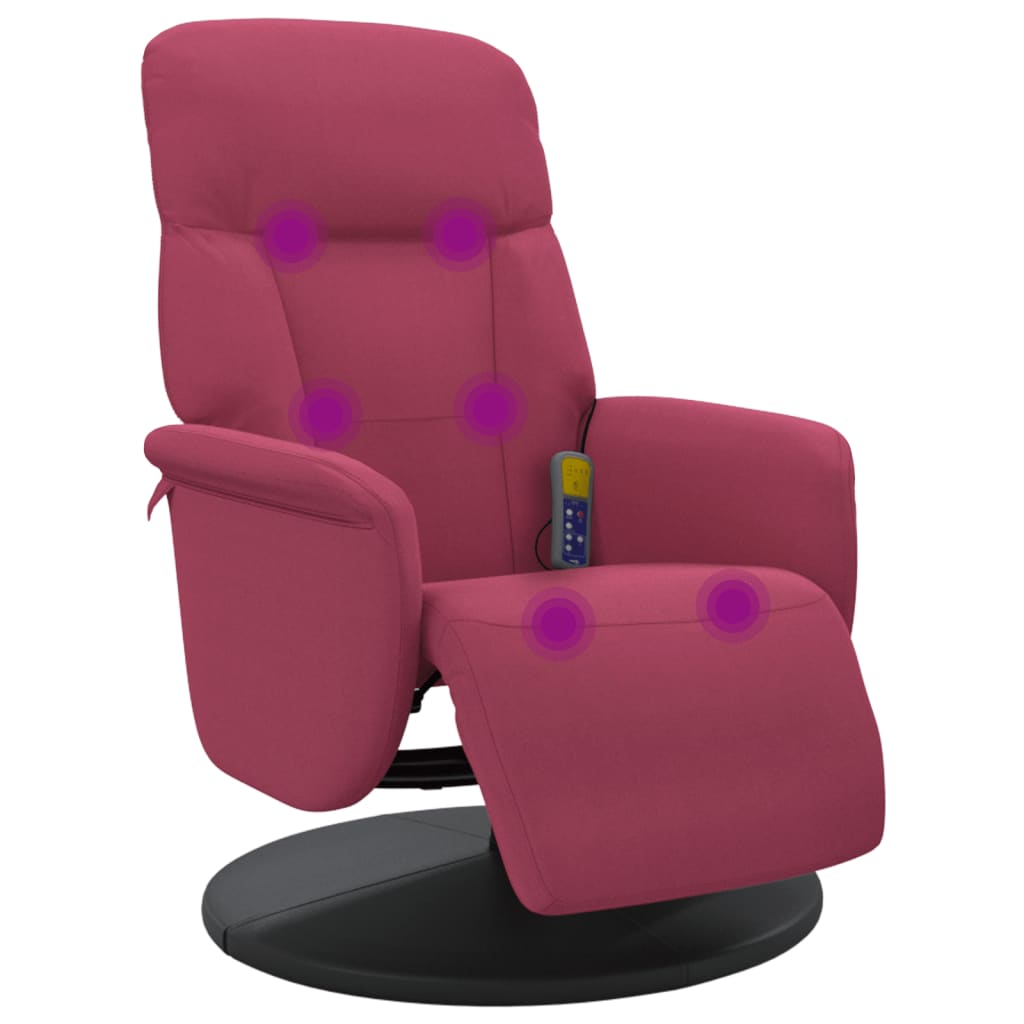 Fauteuil de massage inclinable avec repose-pied rouge bordeaux - XIOS