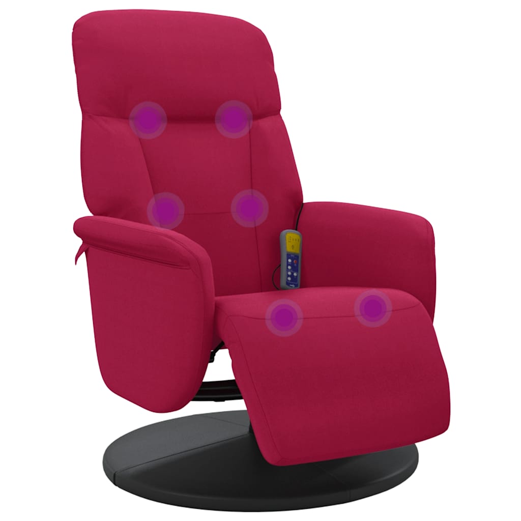 Fauteuil de massage inclinable avec repose-pied rouge bordeaux - XIOS