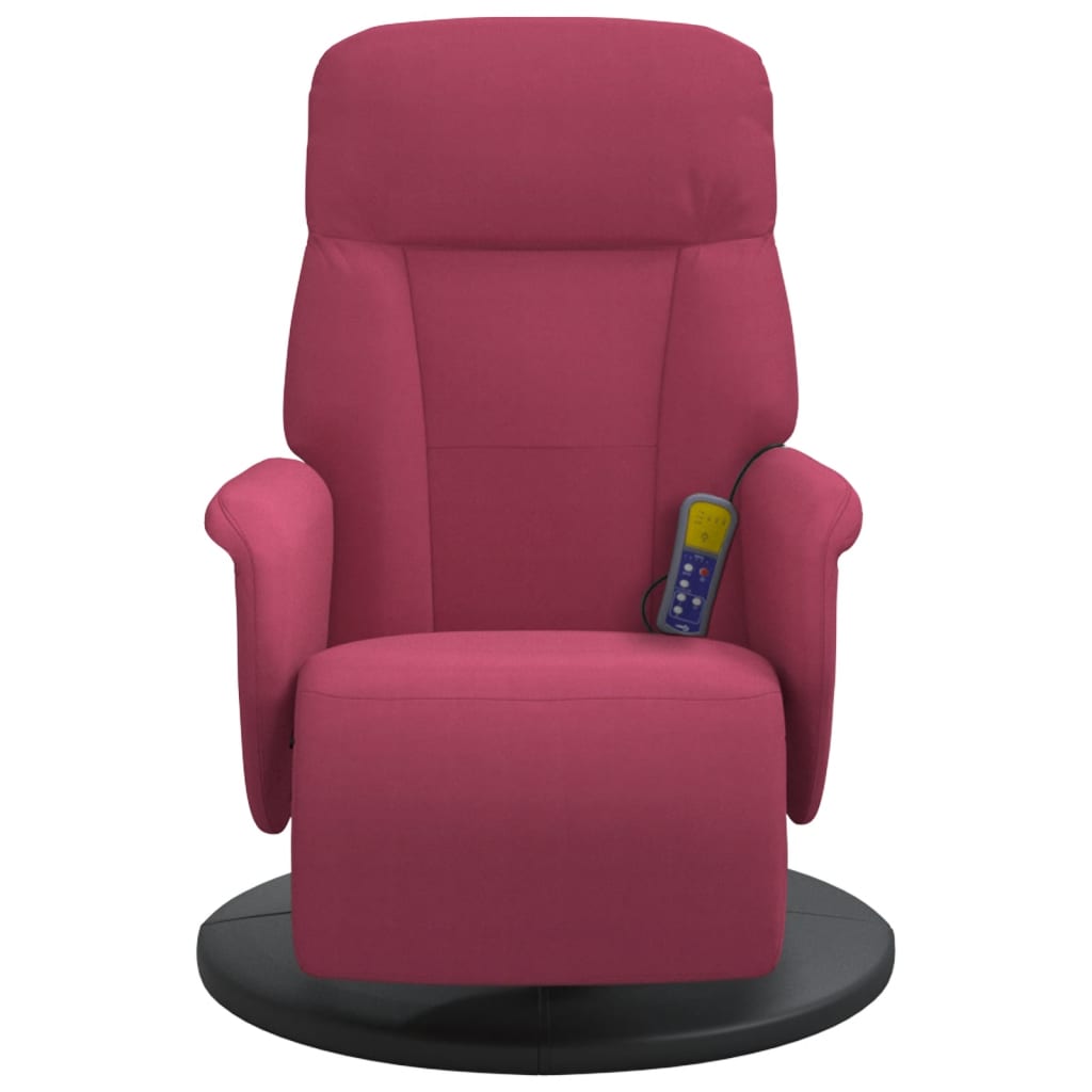 Fauteuil de massage inclinable avec repose-pied rouge bordeaux - XIOS