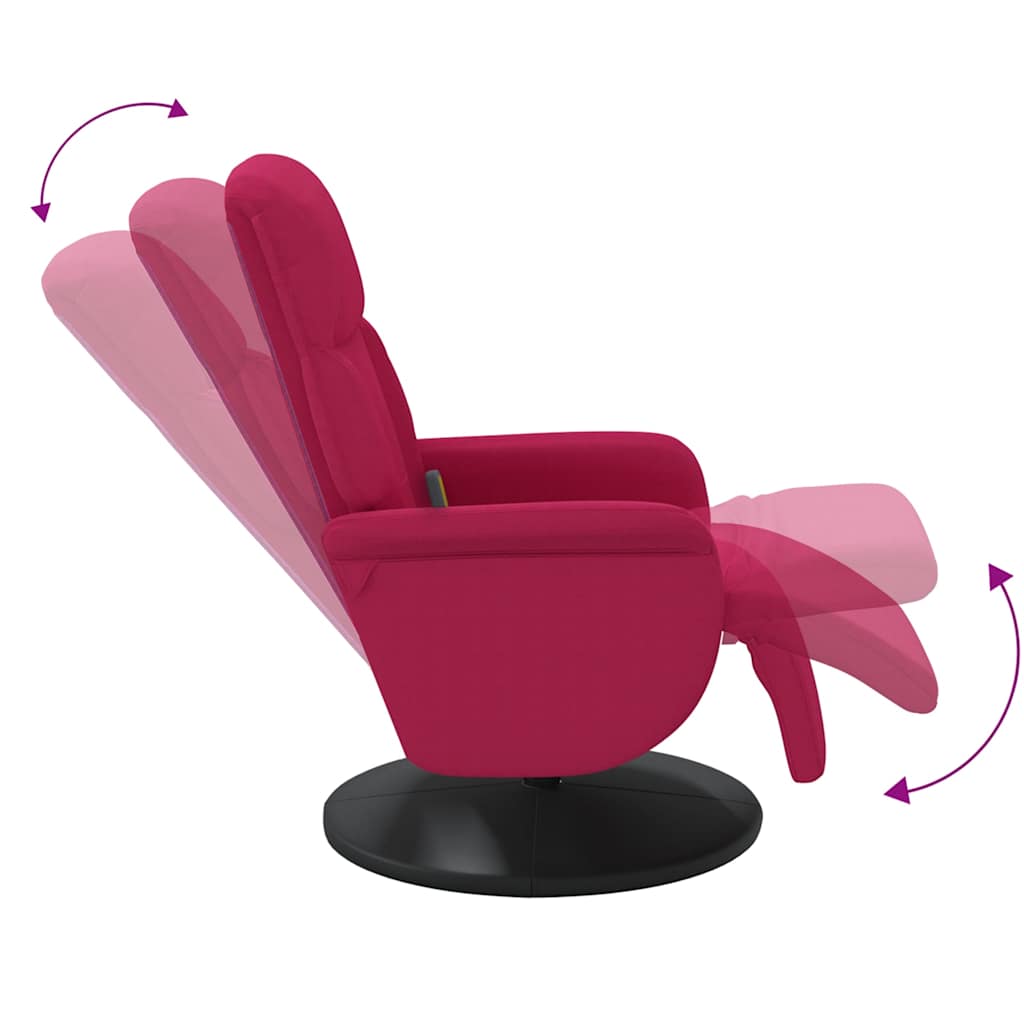 Fauteuil de massage inclinable avec repose-pied rouge bordeaux - XIOS