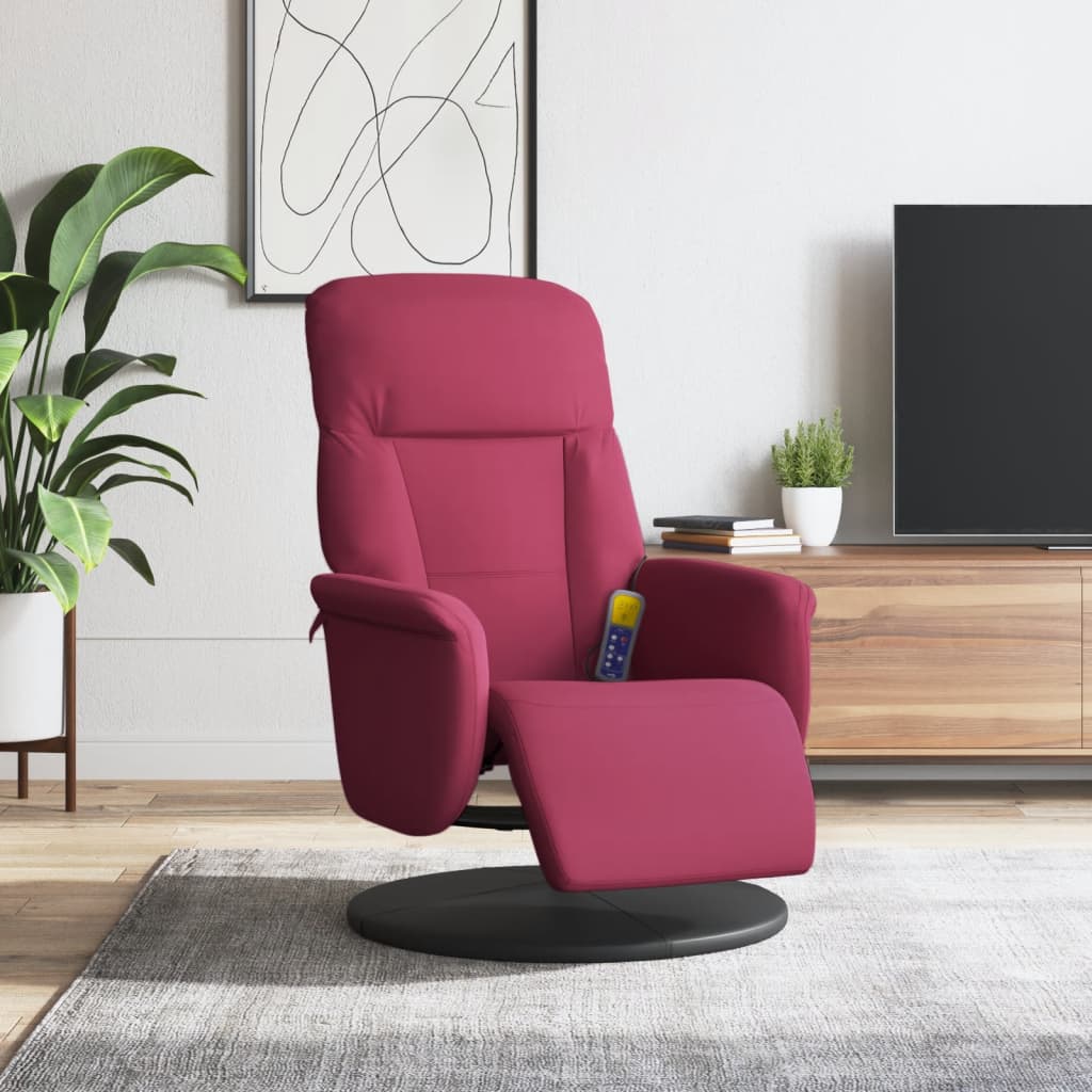 Fauteuil de massage inclinable avec repose-pied rouge bordeaux - XIOS