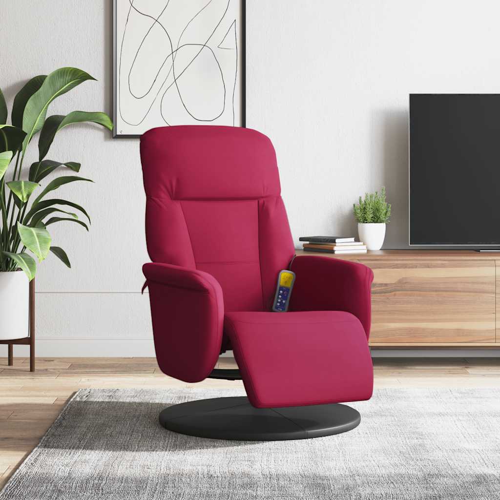 Fauteuil de massage inclinable avec repose-pied rouge bordeaux - XIOS