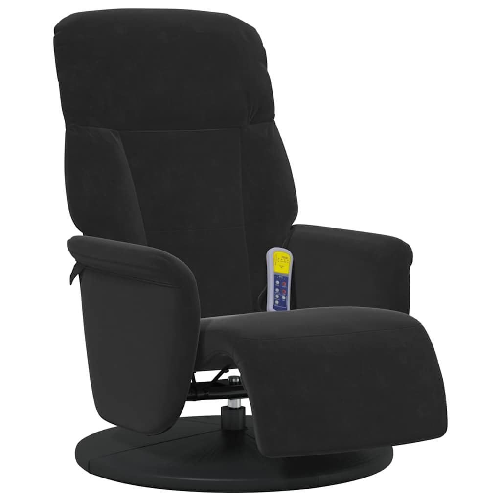 Fauteuil inclinable de massage avec repose-pied noir velours - XIOS