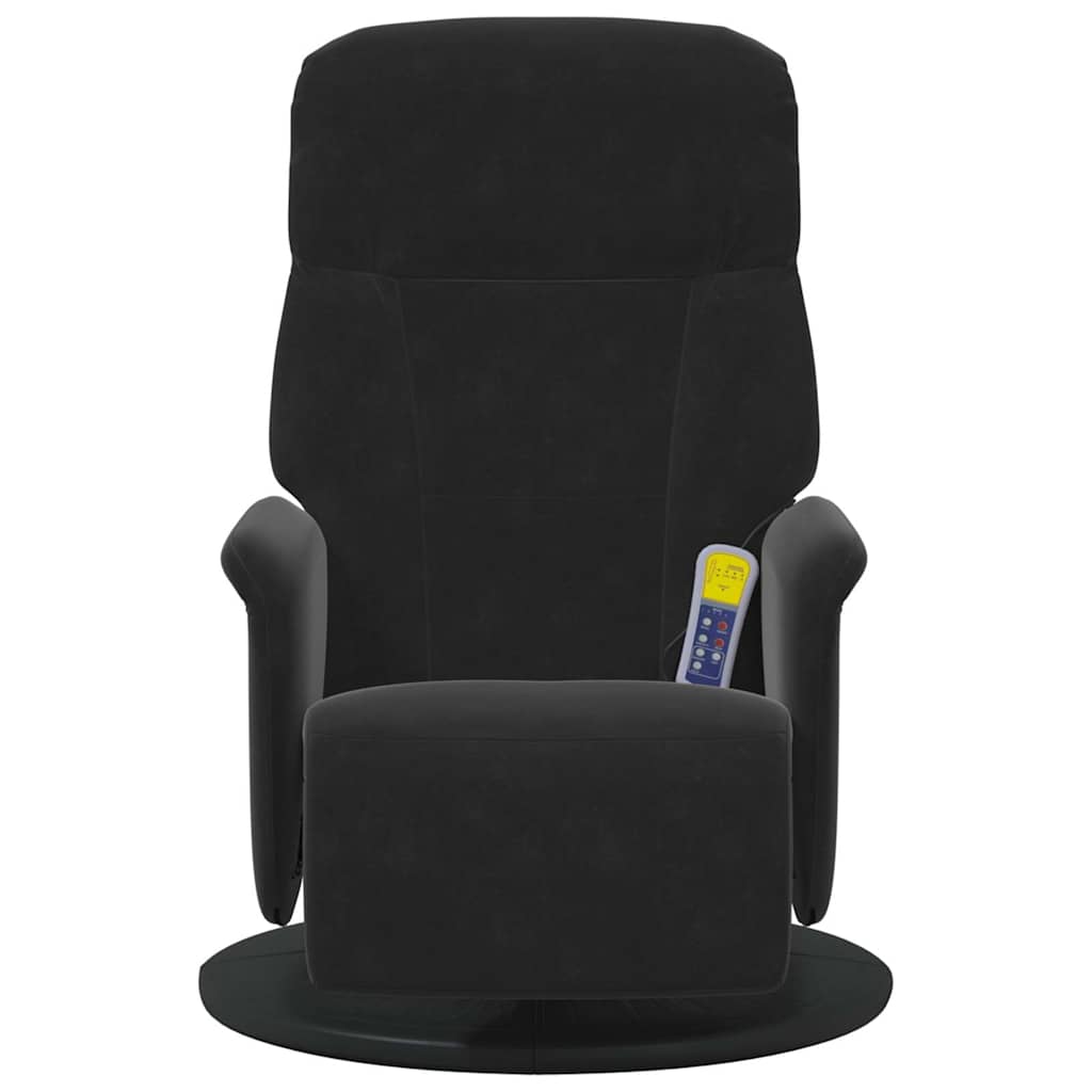 Fauteuil inclinable de massage avec repose-pied noir velours - XIOS