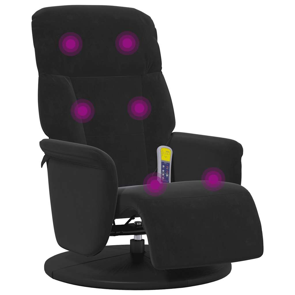 Fauteuil inclinable de massage avec repose-pied noir velours - XIOS