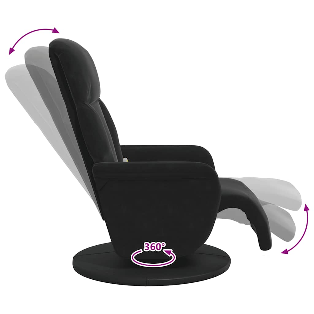 Fauteuil inclinable de massage avec repose-pied noir velours - XIOS