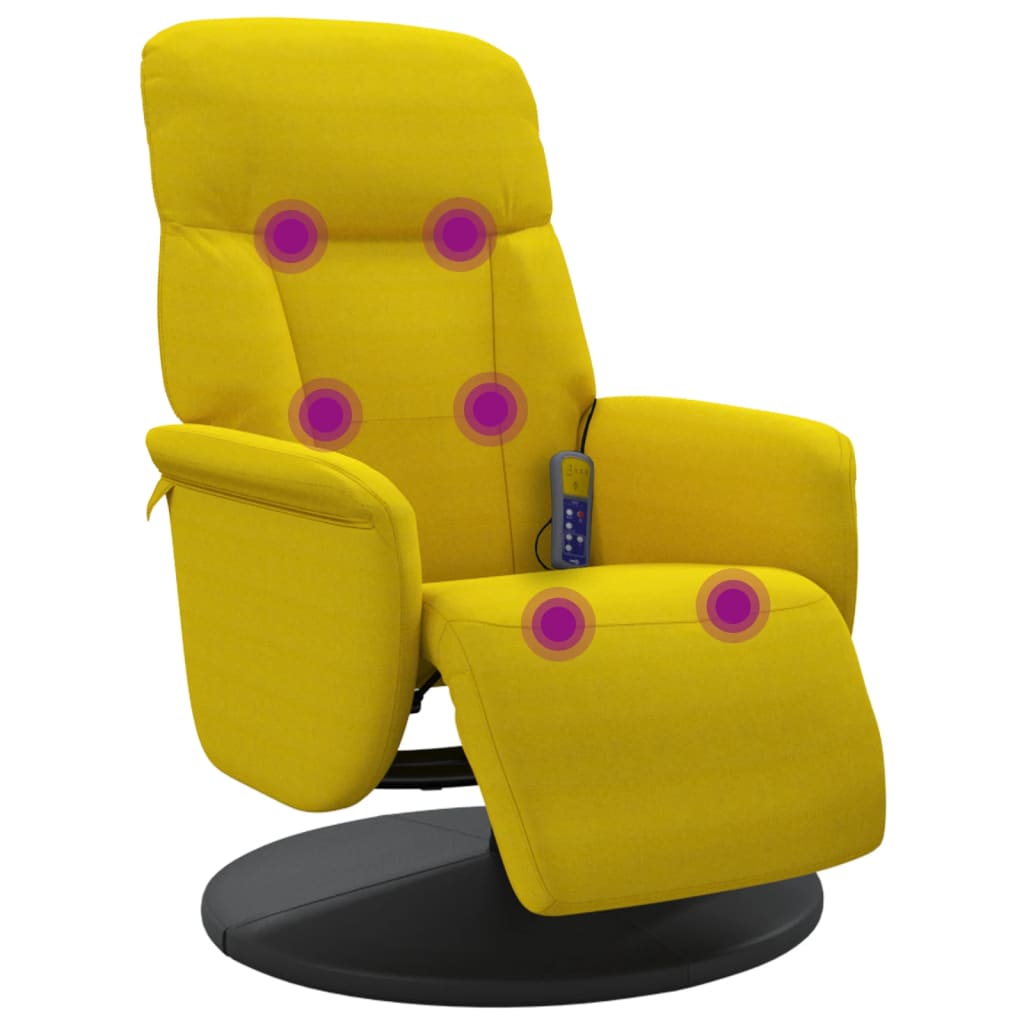 Fauteuil inclinable de massage avec repose-pied jaune velours - XIOS