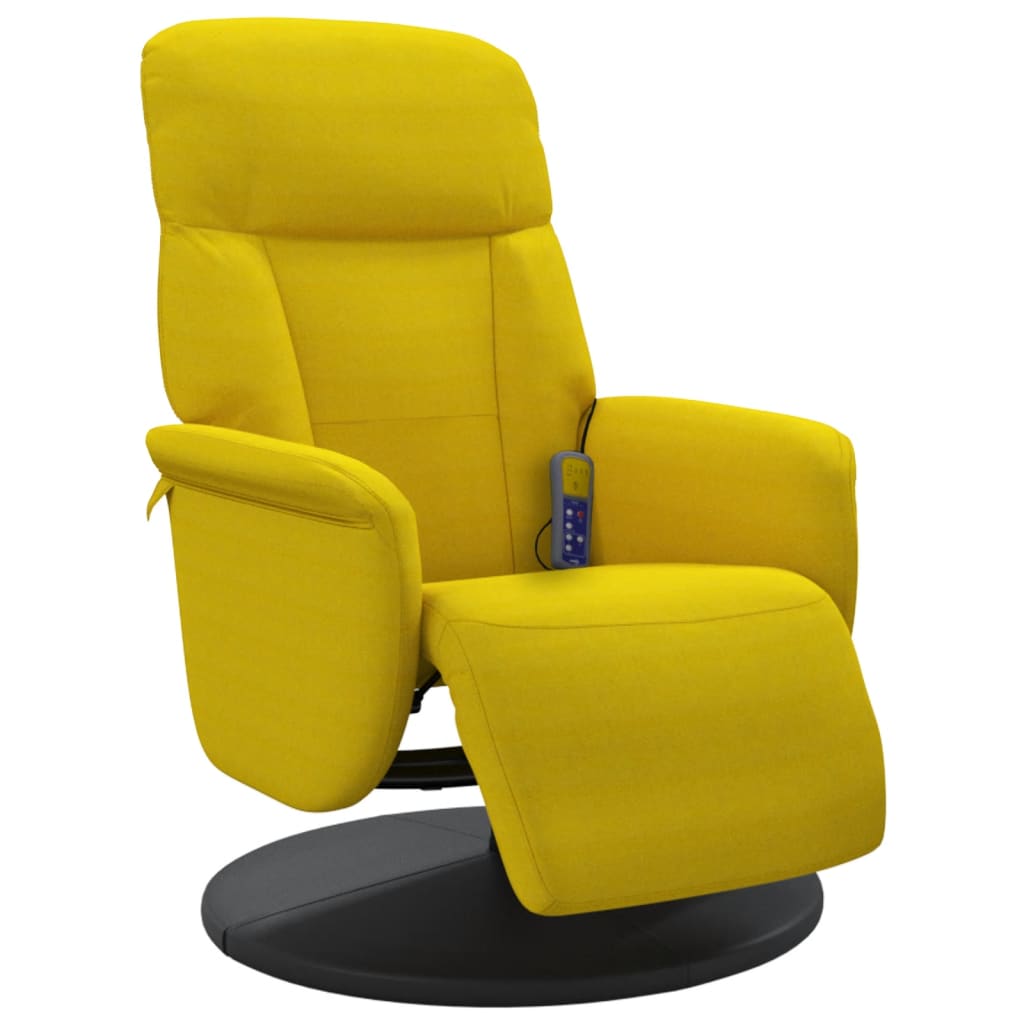 Fauteuil inclinable de massage avec repose-pied jaune velours - XIOS