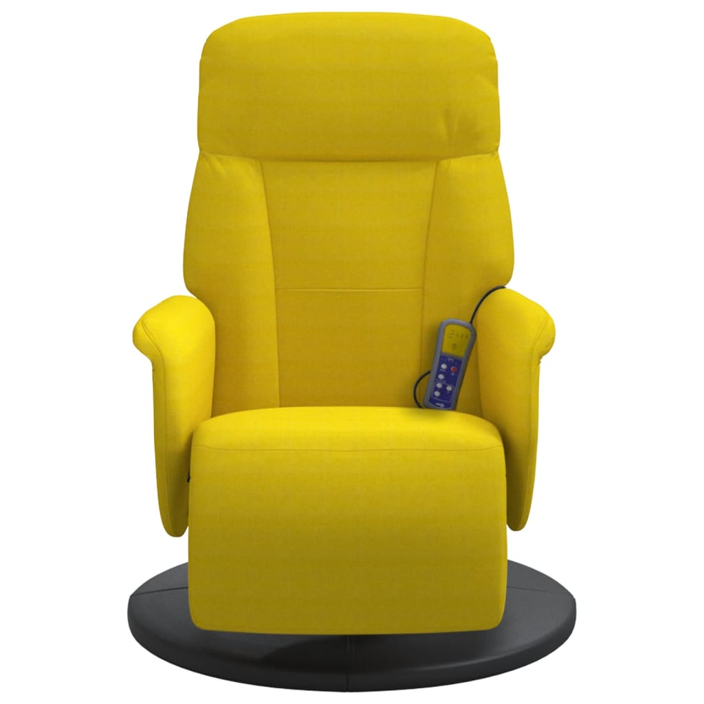 Fauteuil inclinable de massage avec repose-pied jaune velours - XIOS