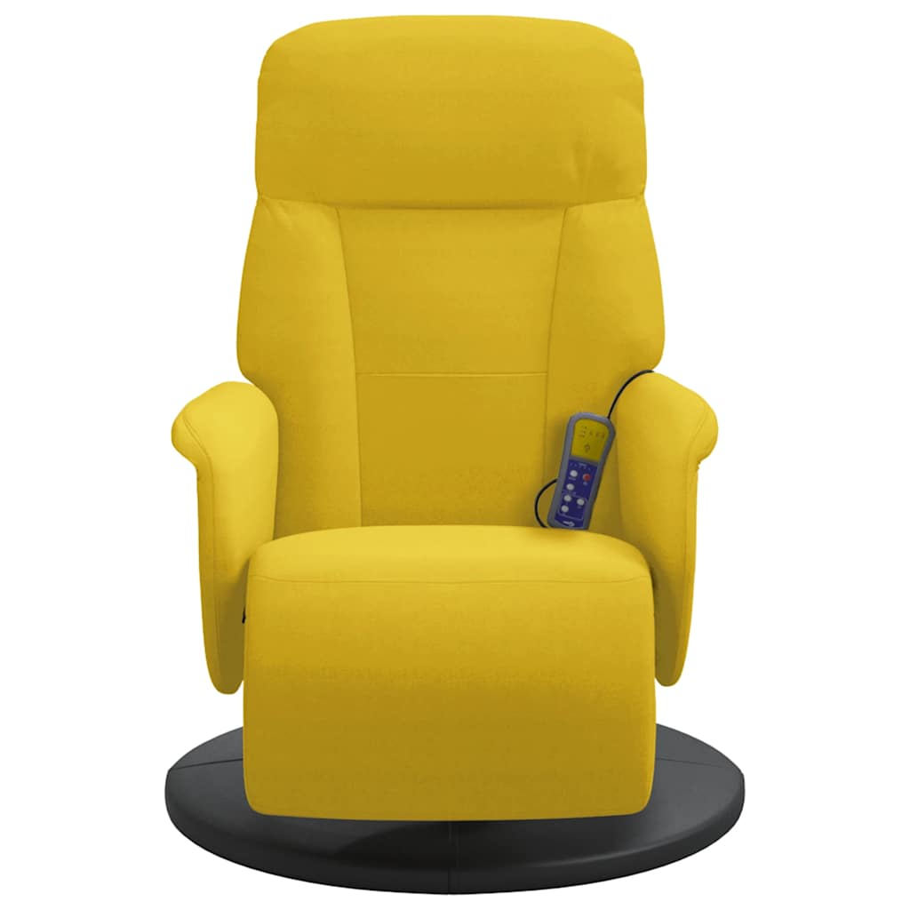 Fauteuil inclinable de massage avec repose-pied jaune velours - XIOS