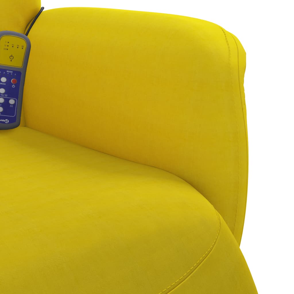 Fauteuil inclinable de massage avec repose-pied jaune velours - XIOS