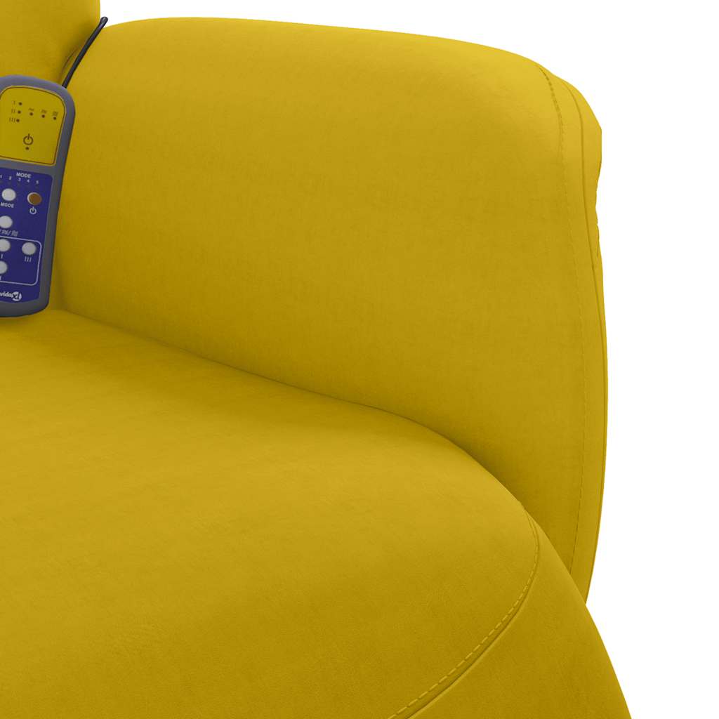 Fauteuil inclinable de massage avec repose-pied jaune velours - XIOS