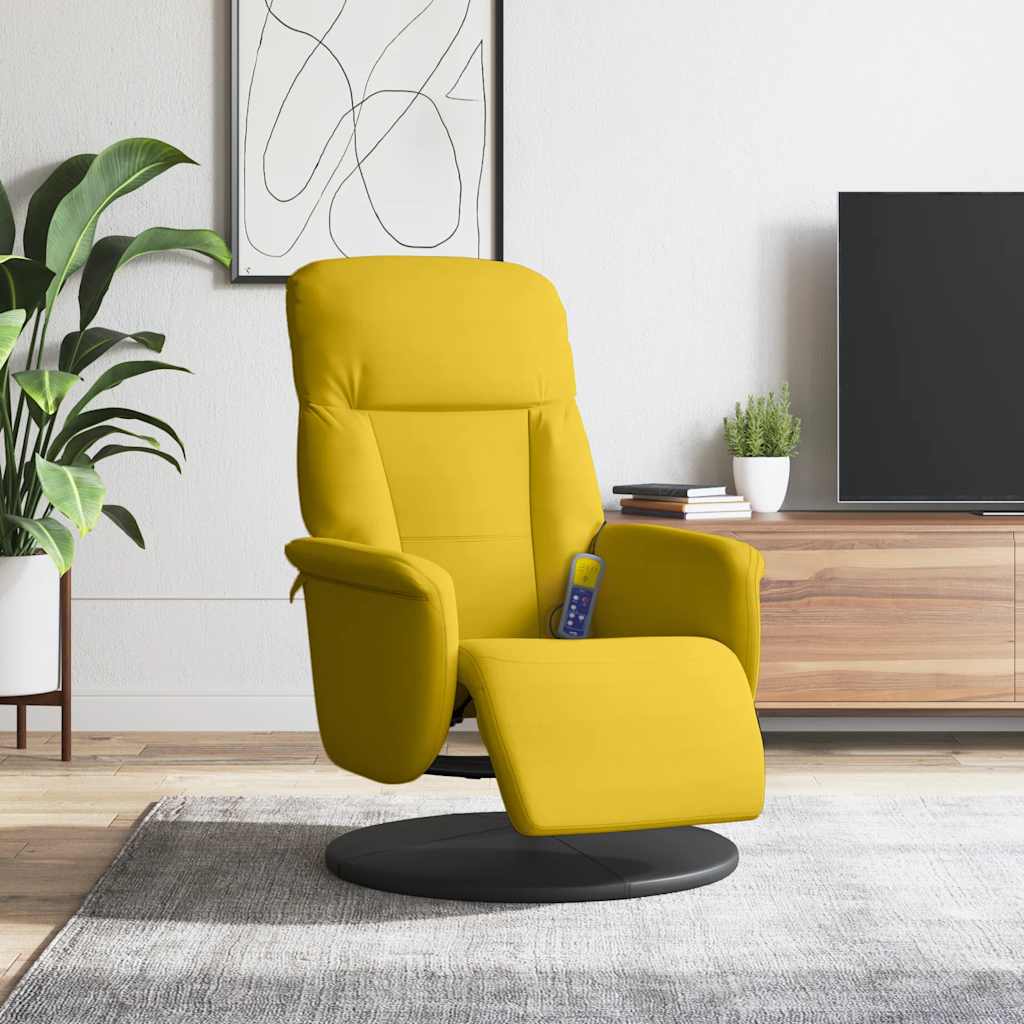 Fauteuil inclinable de massage avec repose-pied jaune velours - XIOS