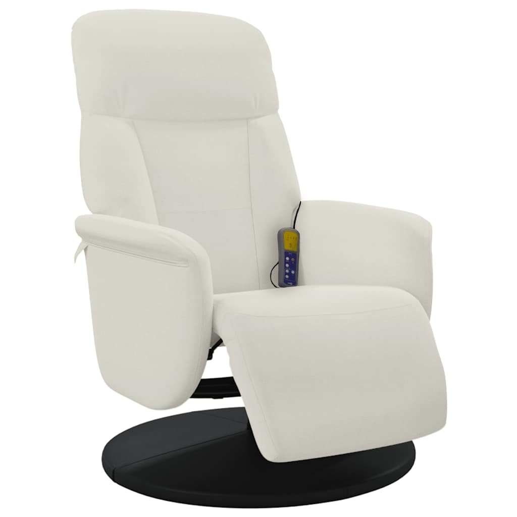 Fauteuil inclinable de massage avec repose-pieds crème velours - XIOS