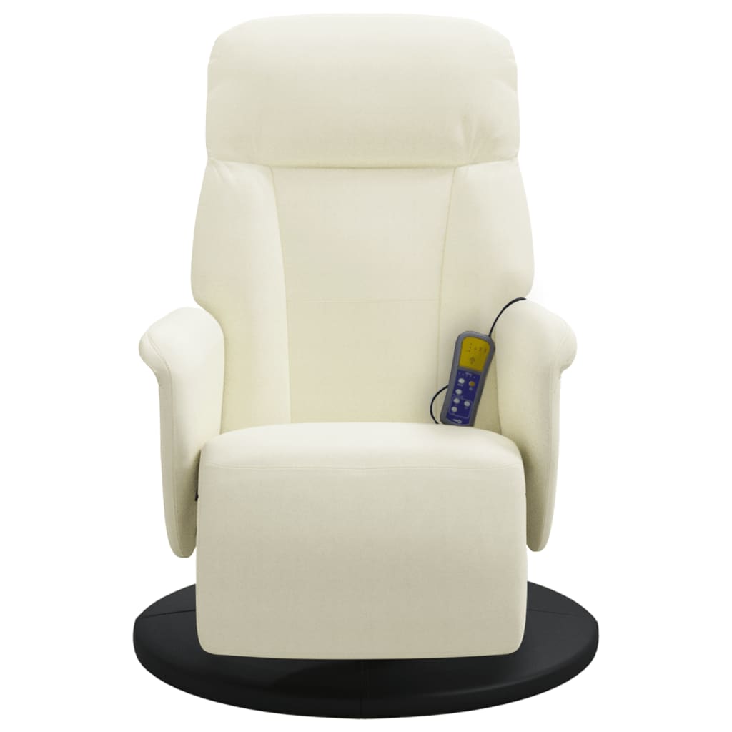 Fauteuil inclinable de massage avec repose-pieds crème velours - XIOS