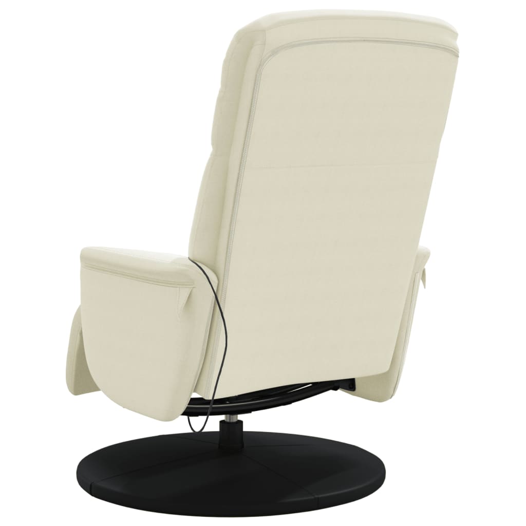 Fauteuil inclinable de massage avec repose-pieds crème velours - XIOS