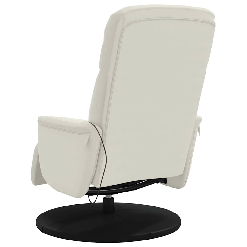 Fauteuil inclinable de massage avec repose-pieds crème velours - XIOS
