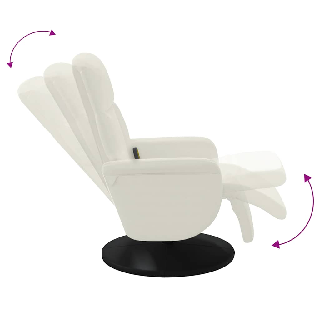 Fauteuil inclinable de massage avec repose-pieds crème velours - XIOS