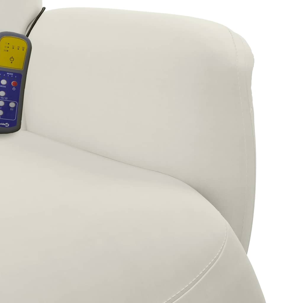 Fauteuil inclinable de massage avec repose-pieds crème velours - XIOS