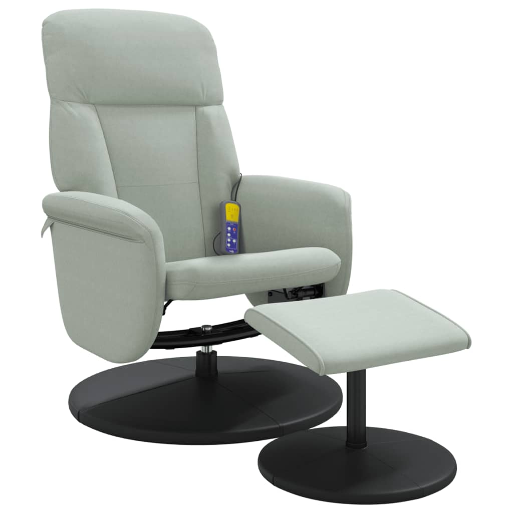 Fauteuil inclinable de massage repose-pied gris clair velours - XIOS