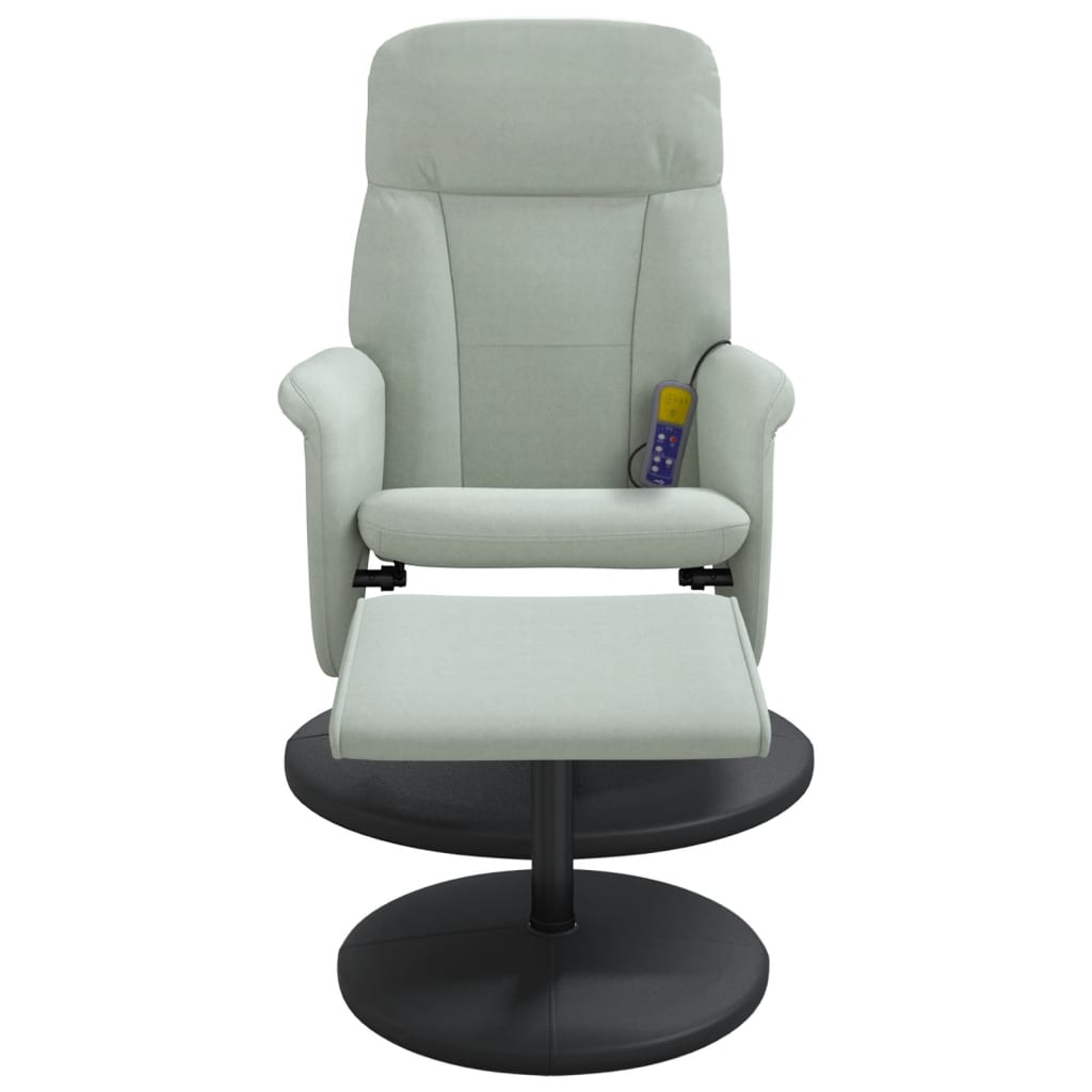 Fauteuil inclinable de massage repose-pied gris clair velours - XIOS