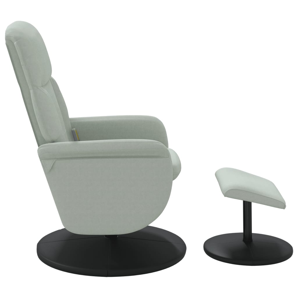 Fauteuil inclinable de massage repose-pied gris clair velours - XIOS