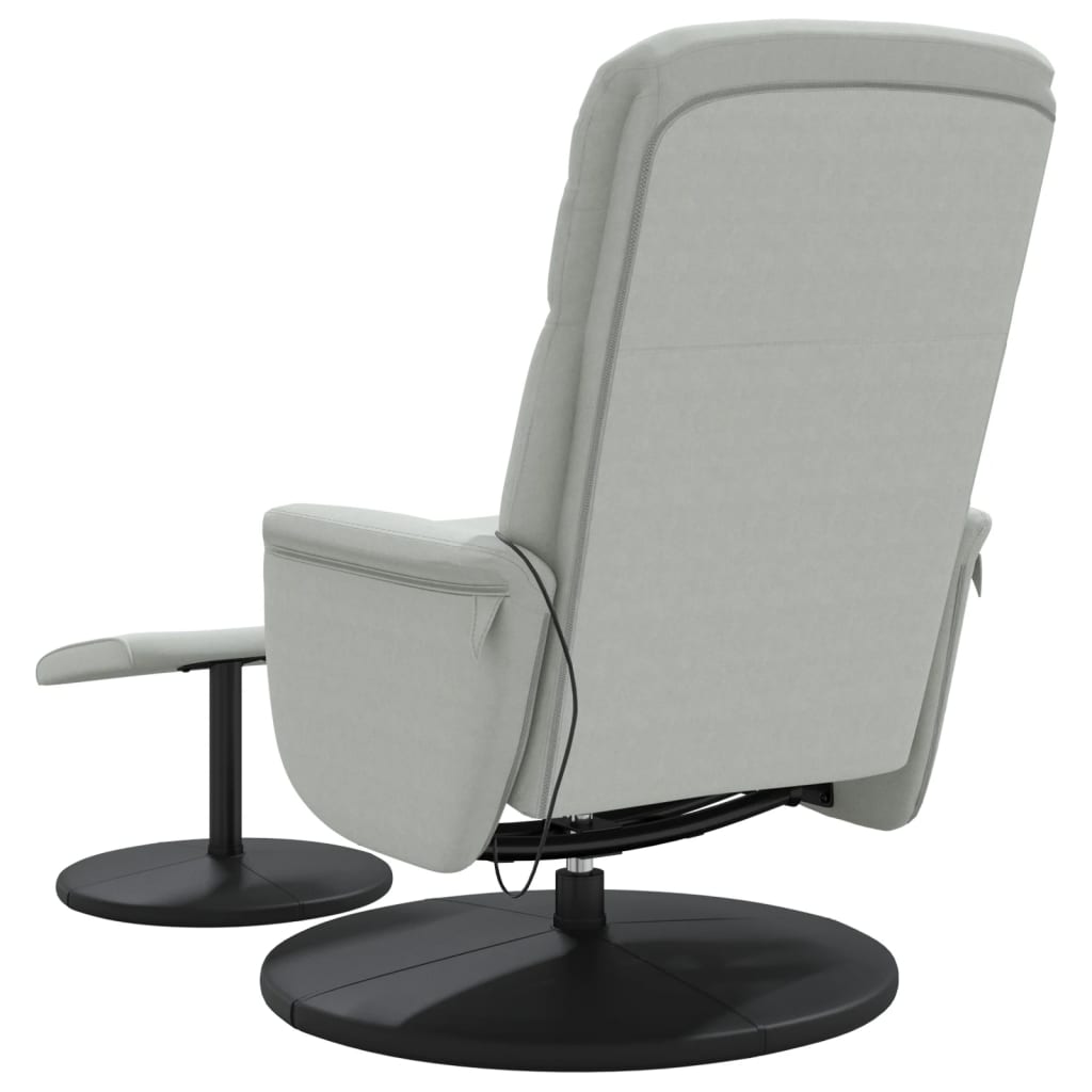 Fauteuil inclinable de massage repose-pied gris clair velours - XIOS