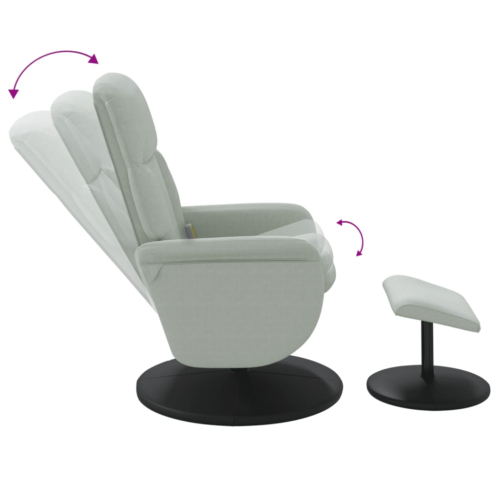 Fauteuil inclinable de massage repose-pied gris clair velours - XIOS